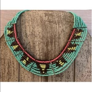 Tribal/BOHO/Aztec turquoise beaded necklace